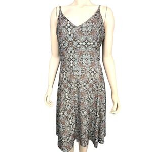 Deborah Viereck Dress L Abstract Print‎ Stretch Slip Travel-Friendly Packable